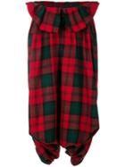 Comme Des Garçons Vintage Tartan Drop-crotch Trousers - Red