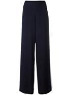 Alberta Ferretti - Side Stripe Trousers - Women - Acetate/rayon - 42, Women's, Blue, Acetate/rayon