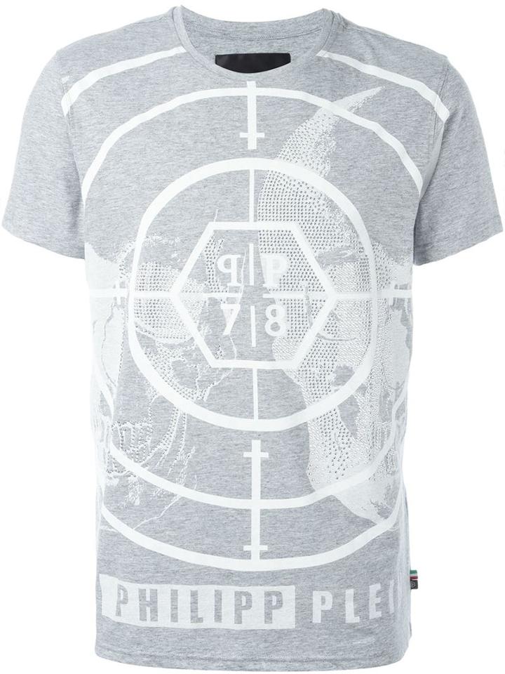 Philipp Plein Target Engaged T-shirt, Men's, Size: M, Grey, Cotton/polyester