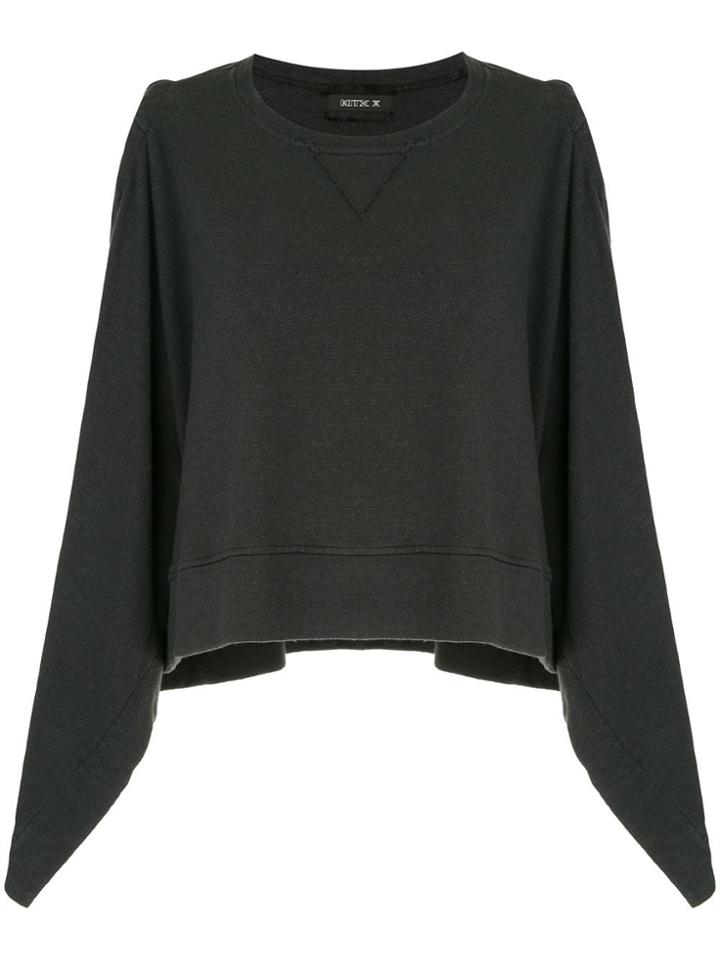 Kitx Open Shoulder Draped Sweatshirt Poncho - Grey