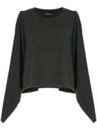 Kitx Open Shoulder Draped Sweatshirt Poncho - Grey