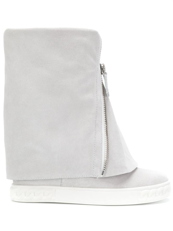 Casadei Fold Down Wedge Boots - Grey