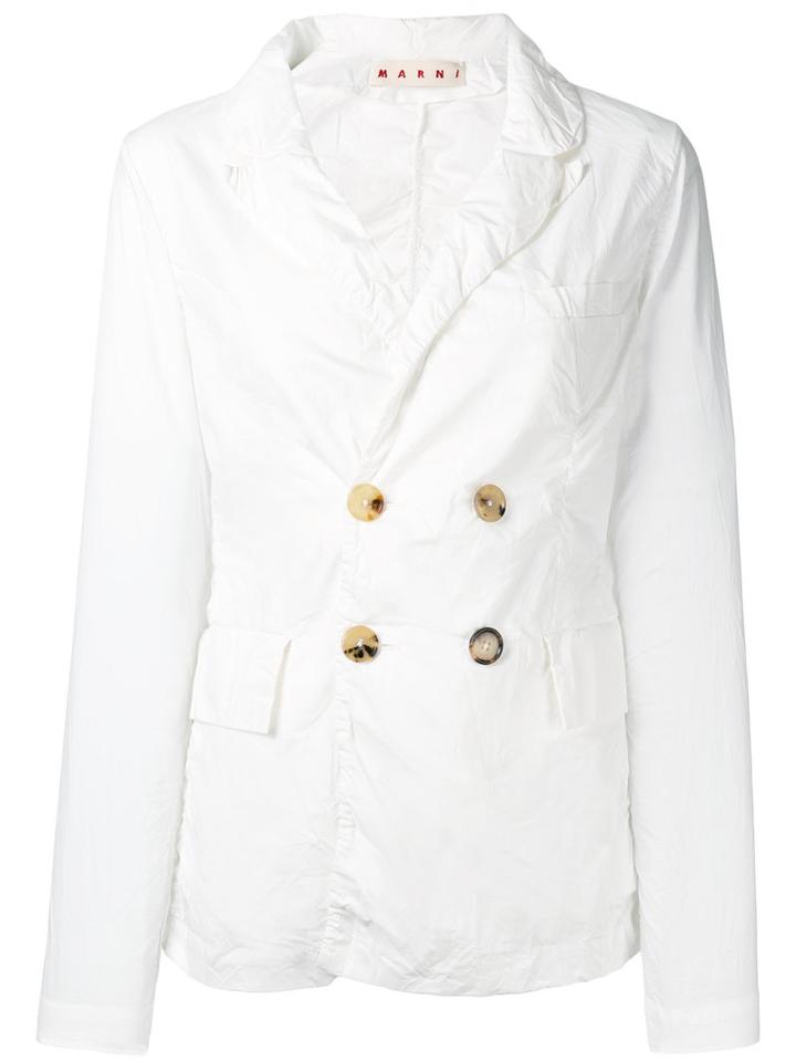 Marni Double-breasted Jacket, Women's, Size: 44, White, Cotton