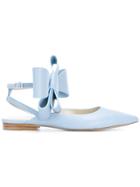 Delpozo Bow Embellished Ballerina Shoes - Blue