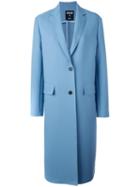 Msgm Single Breasted Coat, Women's, Size: 44, Blue, Polyester/viscose/spandex/elastane