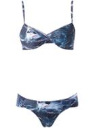 Lygia & Nanny Printed Bandeau Bikini Set, Women's, Size: 46, Blue, Polyamide/spandex/elastane