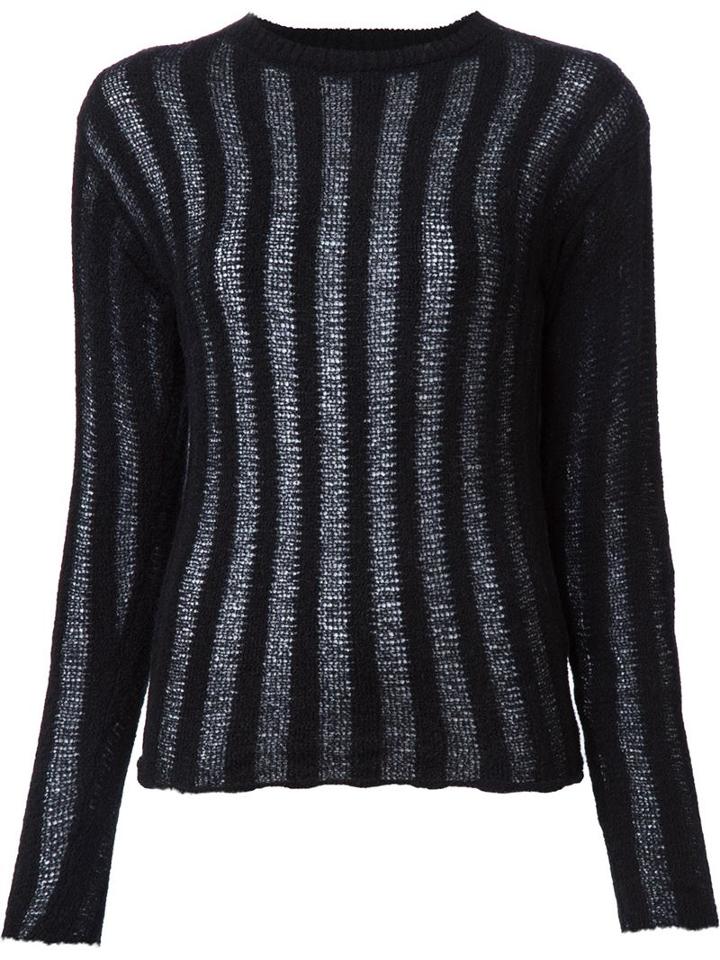 The Elder Statesman Sheer Stripe Sweater, Women's, Size: Medium, Black, Silk/cashmere