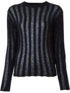 The Elder Statesman Sheer Stripe Sweater, Women's, Size: Medium, Black, Silk/cashmere