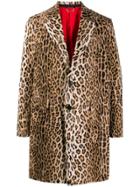Versace Leopard Print Single-breasted Coat - Brown