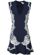 Jonathan Simkhai Lace Appliqué Deep-v Dress, Women's, Size: 4, Blue, Acetate/viscose/spandex/elastane/nylon