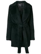 Salvatore Ferragamo Fur Belted Coat - Black