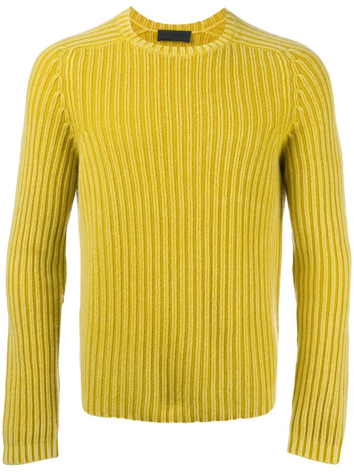 Iris Von Arnim Ribbed Jumper, Men's, Size: Large, Yellow/orange, Cashmere