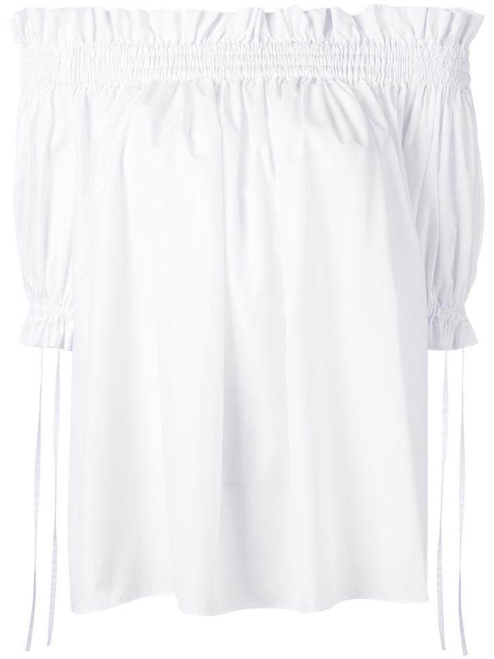Alexander Mcqueen Off The Shoulder Smocked Blouse, Women's, Size: 42, White, Cotton