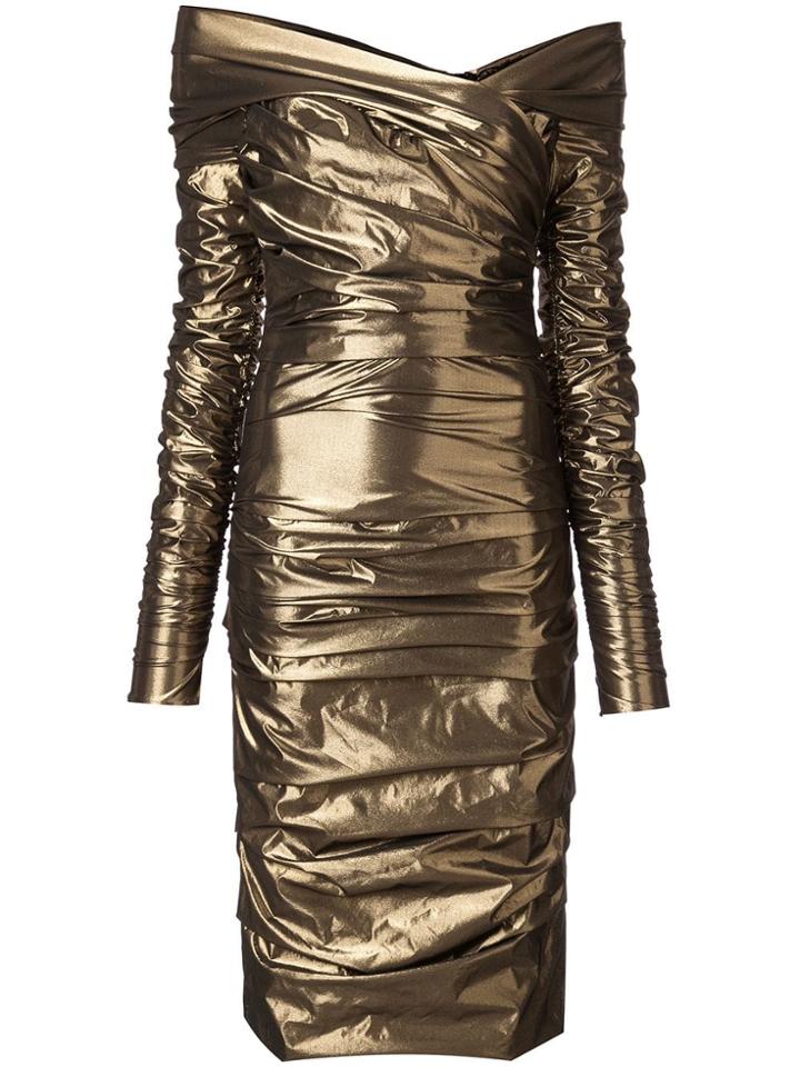 Dolce & Gabbana Draped Midi Dress - Gold