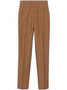 Burberry Wool Silk Mohair Linen Tailored Trousers - Brown