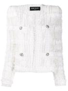 Balmain Button Detailing Textured Fitted Jacket - White