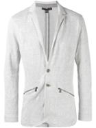 John Varvatos Zip Detail Knitted Blazer, Men's, Size: Xl, Grey, Linen/flax/cotton/metallic Fibre