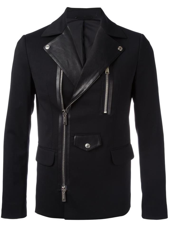 Dsquared2 Chic Kiodo Coat, Men's, Size: 48, Black, Spandex/elastane/virgin Wool/calf Leather/polyester