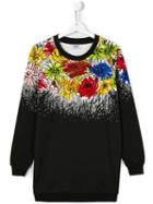 Moschino Kids Floral Print Sweatshirt Dress, Girl's, Size: 14 Yrs, Black