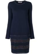 D.exterior Glittered Trim Sweater Dress - Blue