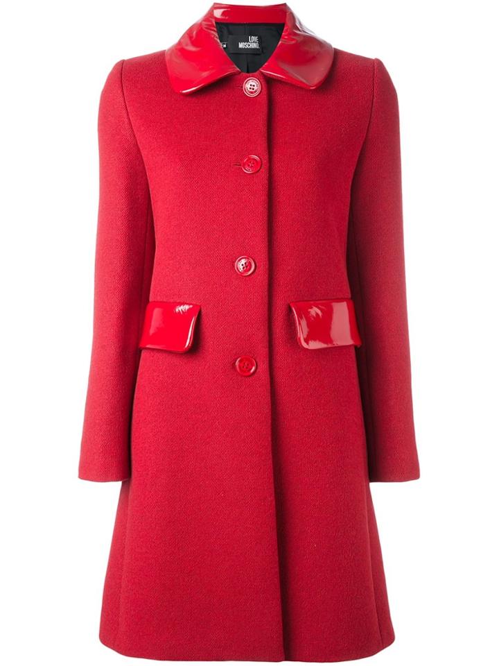 Love Moschino Gloss Detail Coat - Red