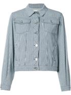 Striped Denim Jacket - Women - Cotton - Xs, White, Cotton, Maison Kitsuné