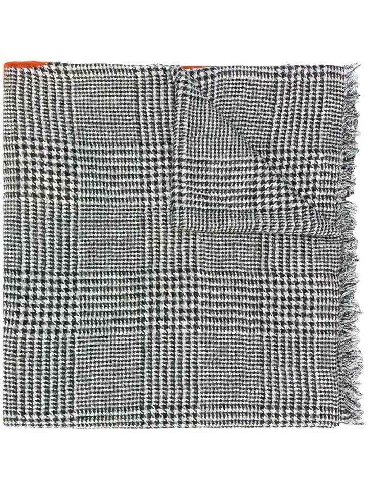 Faliero Sarti Houndstooth Pattern Scarf - White