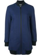 Msgm Oversized Bomber Jacket, Women's, Size: 38, Blue, Polyamide/viscose/wool