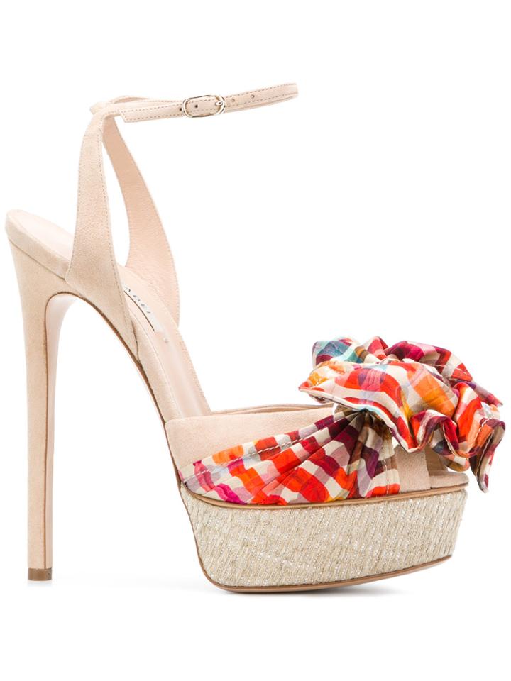 Casadei Bow Detail Sandals - Nude & Neutrals
