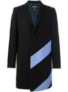 Msgm Contrast Detail Mid-length Coat, Men's, Size: 44, Black, Polyamide/polyester/acetate/wool