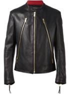 Maison Margiela Zip Detail Biker Jacket, Men's, Size: 52, Black, Leather/viscose