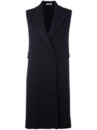 Jil Sander Sleeveless Long Fit Waistcoat, Women's, Size: 38, Blue, Polyamide/wool