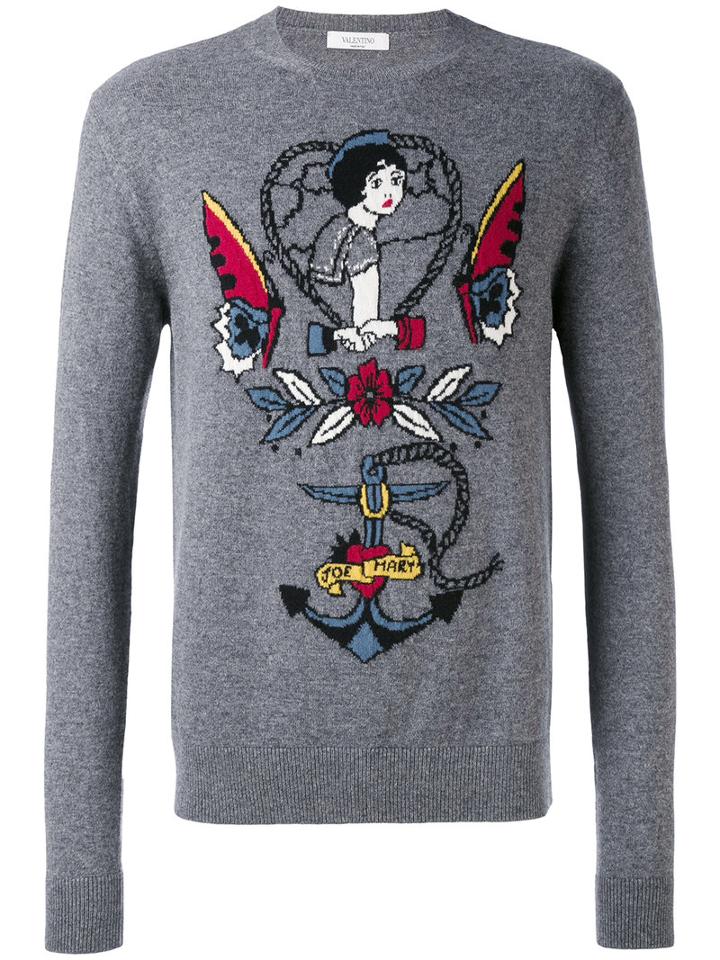 Valentino - Decorative Jumper - Men - Cashmere/virgin Wool - M, Grey, Cashmere/virgin Wool