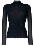 Twin-set Sheer Fitted Turtleneck Sweater - Blue