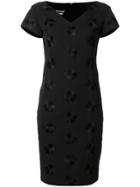 Boutique Moschino V-neck Floral Embroidered Dress - Black