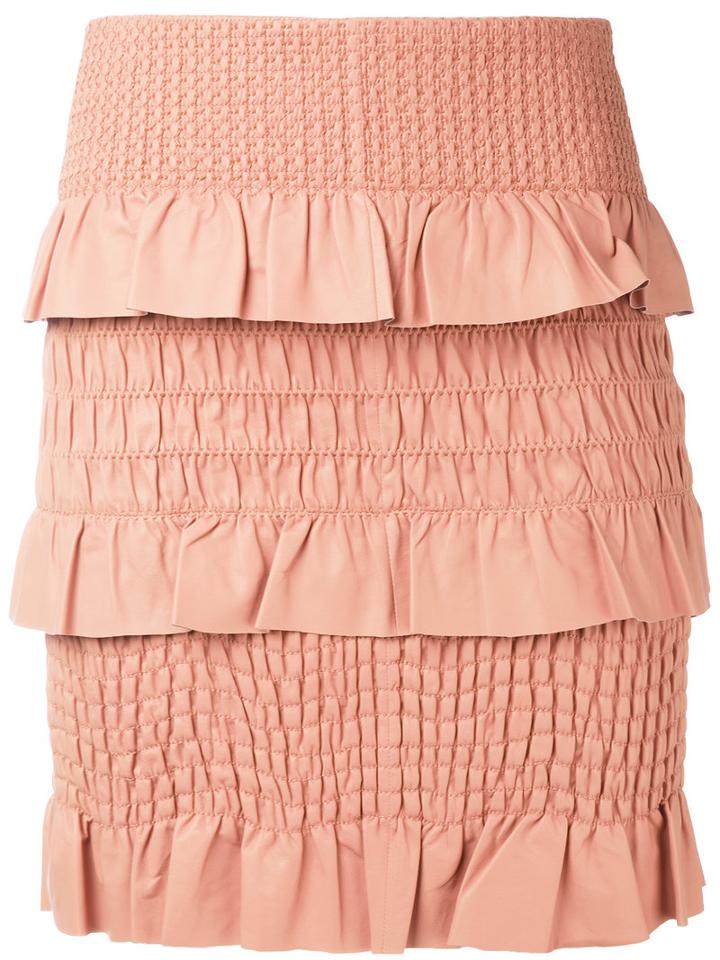 Drome - Textured Skirt - Women - Lamb Skin/polyester/viscose - M, Pink/purple, Lamb Skin/polyester/viscose