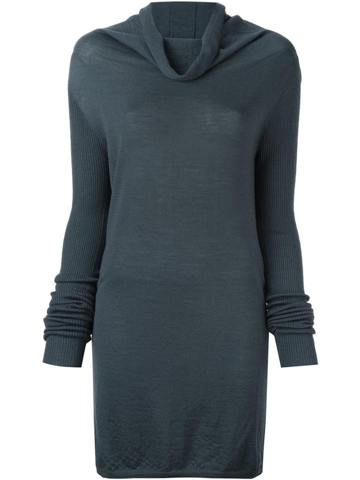 Rick Owens Cowl Neck Jumper, Women's, Size: Medium, Blue, Virgin Wool
