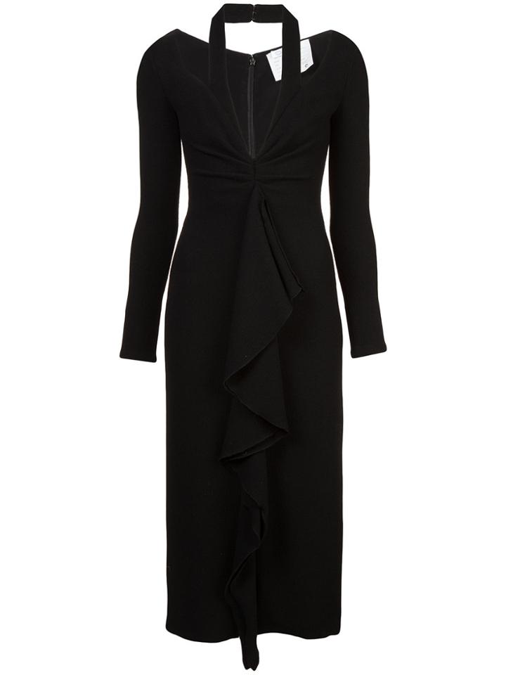 Oscar De La Renta Cutout-detail Ruffled Midi Dress - Black