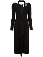 Oscar De La Renta Cutout-detail Ruffled Midi Dress - Black
