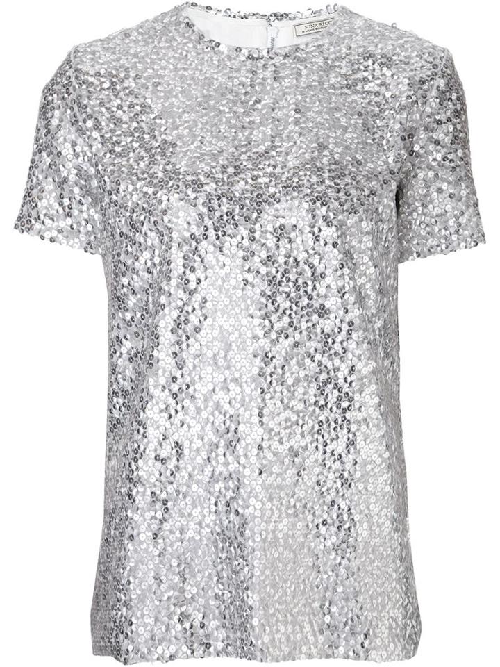 Nina Ricci Sequinned Blouse, Women's, Size: 38, Grey, Polyester/silk