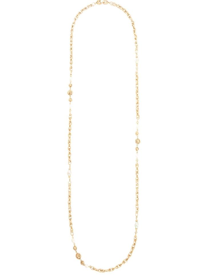 Givenchy Pre-owned Pearl Ball Chain Necklace - Gold