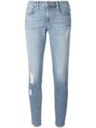 Frame Denim Distressed Slim Fit Jeans, Women's, Size: 24, Blue, Cotton/polyester/spandex/elastane