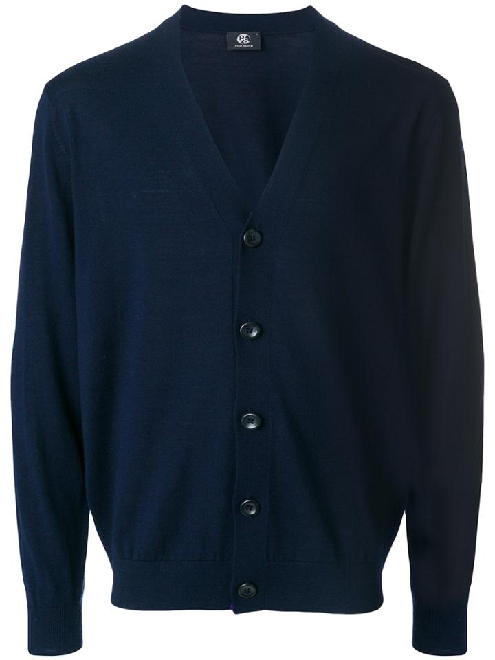 Ps By Paul Smith V-neck Button Down Cardigan - Blue