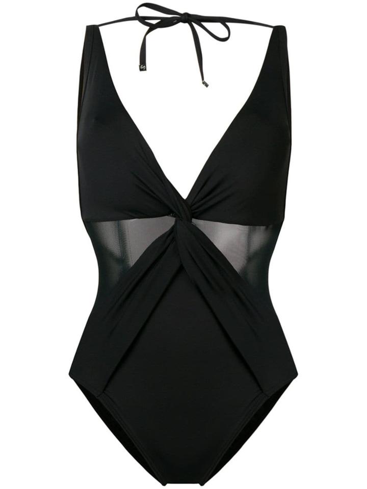 Michael Michael Kors Twist Front Swimsuit - Black