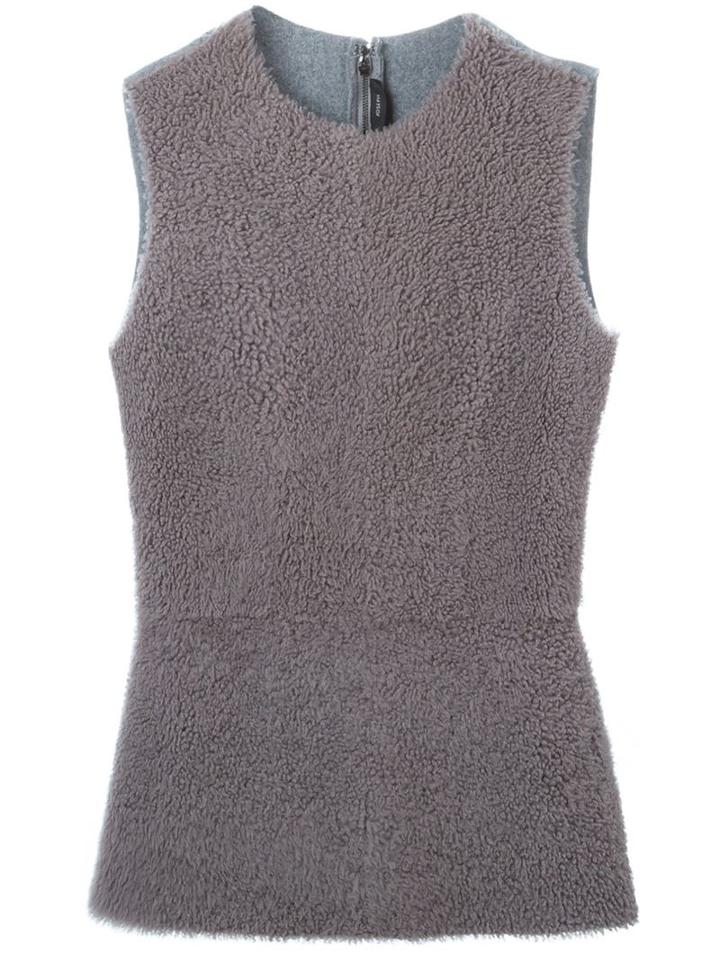 Joseph Shearling Front Top, Women's, Size: 38, Grey, Lamb Skin/nylon/virgin Wool