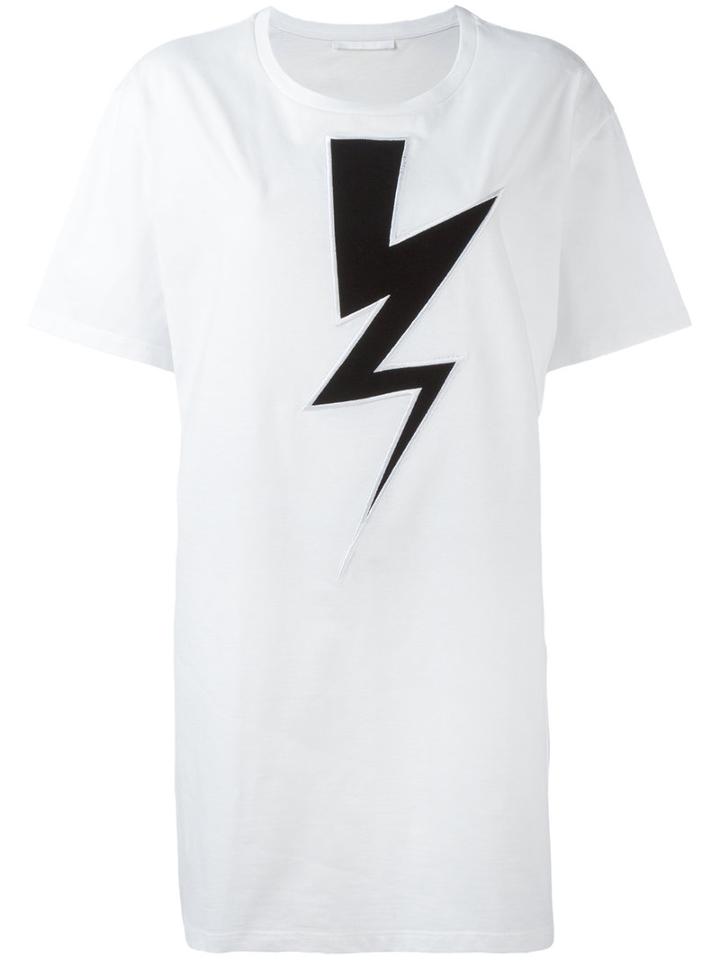 Neil Barrett Lightning Bolt Oversized T-shirt, Women's, Size: Medium, White, Cotton