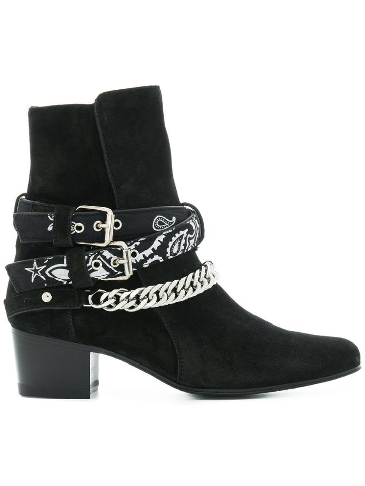 Amiri Bandana Buckle Ankle Boots - Black