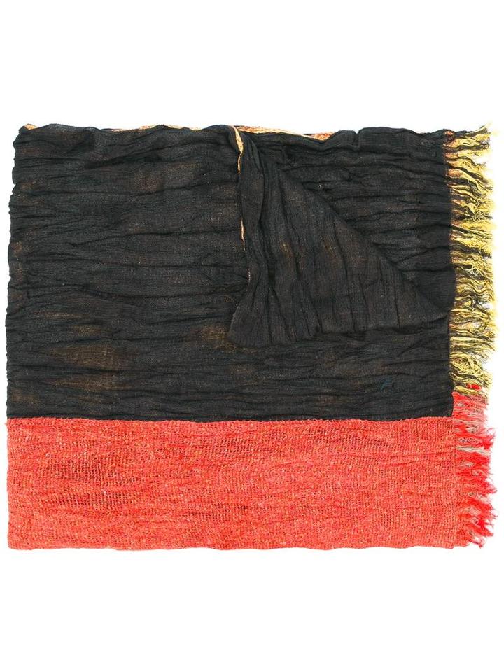 Issey Miyake Men Bicolour Scarf, Yellow/orange, Silk/wool/nylon