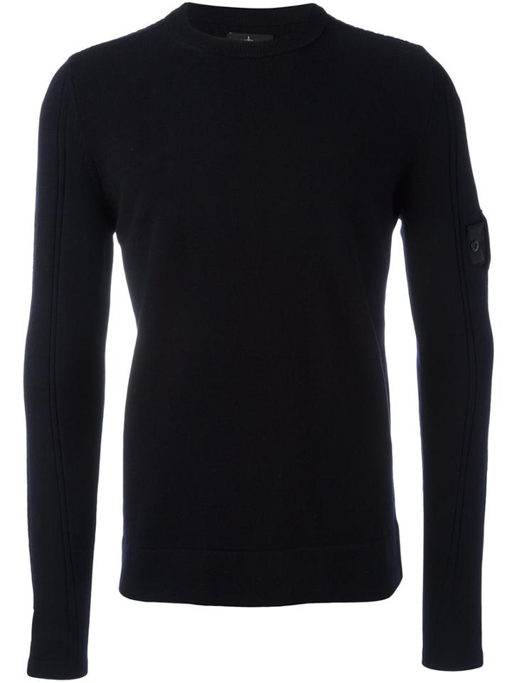 Stone Island Shadow Project Crew Neck Jumper, Men's, Size: Large, Blue, Polyester/wool