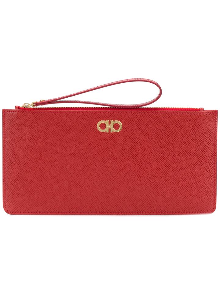 Salvatore Ferragamo Logo Wristlet Purse - Red